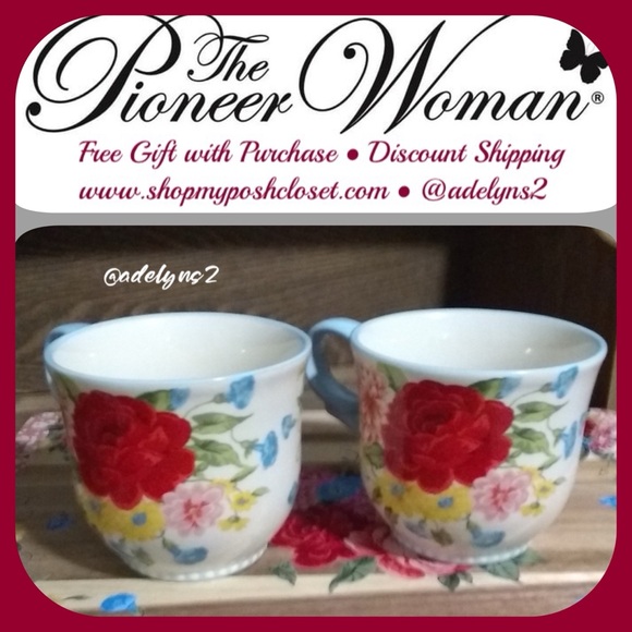 🌺 New Pioneer Woman Sweet Rose Mugs, Set of 2 - Picture 1 of 5